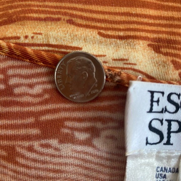 Vintage ESCADA SPORT Scoop Neck Top 90s Orange Abstract Short Sleeves Size Large - Picture 5 of 6